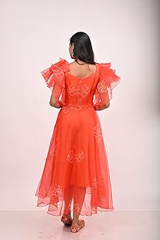 Buy Kkrisha Beautiful Shiny Dress Organza Long Flared One